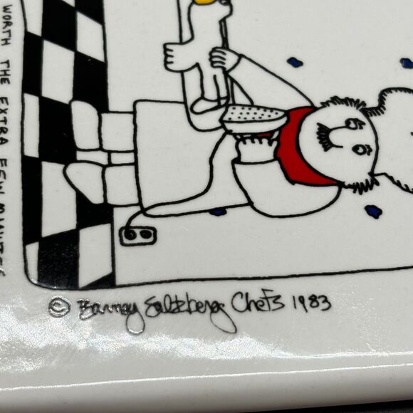Barney Saltzberg Chefs Trivet "Press Your Duck" Vintage 1983 Signed Ceramic - Picture 4 of 7
